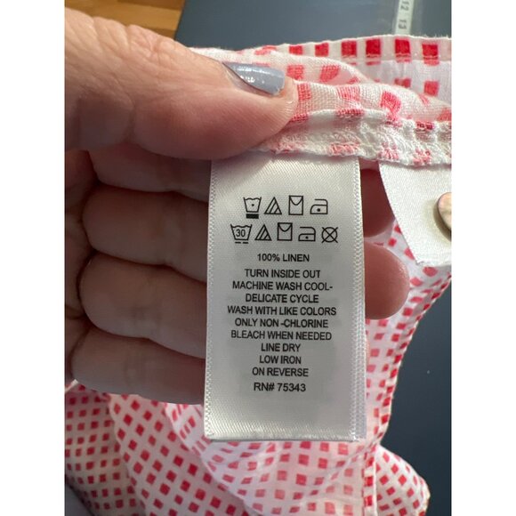 C&C California Red & White Checkered Linen Button-Up Shirt M Coastal Beach - Picture 8 of 11